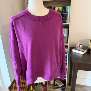 🌟NWT🌟 Free People Purple Cropped Crew Neck Sweater Size S